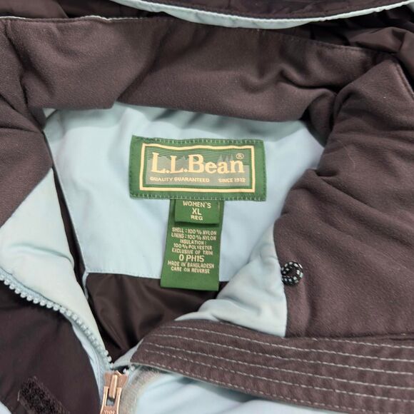 L.L. Bean Women’s XL Light Blue Black Insulated Winter Jacket Hooded Coat - Picture 4 of 6